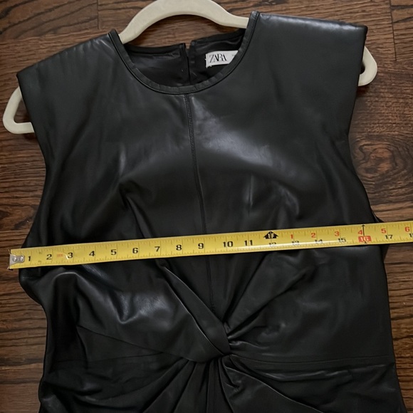 Zara Sleeveless Leather Knot Dress Black Size Large - Picture 11 of 13